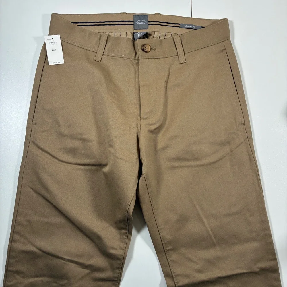 NEW Gap Classic Khakis Pants 28x32 Tan Straight Fit Cotton Chinos 772336-01-1
